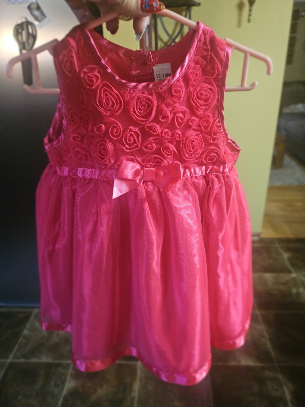 Girls' Pink Rosette Bow Party Dress